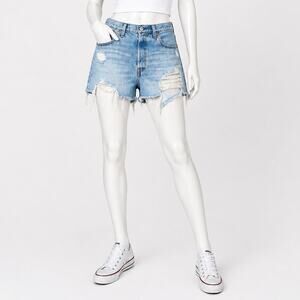Levis 501 Cutoff Shorts Womens 32 High Rise Distressed Raw Hem Denim nwt